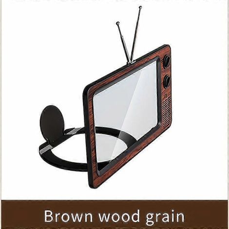 Amplificateur d'écran de téléphone 12 pouces (aspect bois brun), loupe d'écran 3D portable pliable en forme de téléviseur rétro, protection des yeux pour appareils mobiles (1/5)