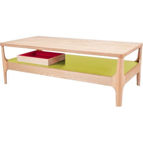 Tavolino da caffè Addison II in frassino con ripiano verde 120x60 cm (1/3)