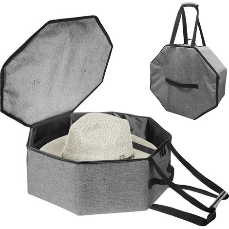 caja para sombreros, tela Oxford, cierres resistentes, plegable, para viajes y almacenamiento. (1/5)
