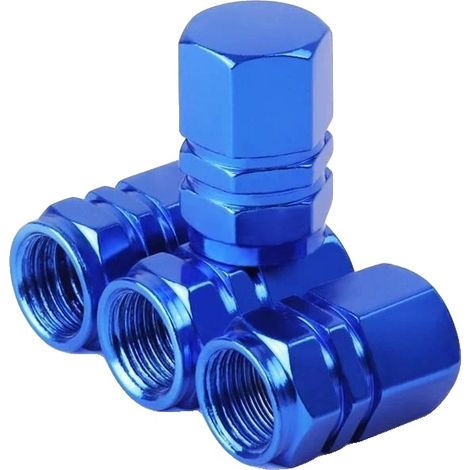 Tapones para válvulas de neumáticos, aleación de aluminio, diseño impermeable y a prueba de polvo, color azul, 4 unidades. (1/2)