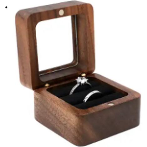 Boîte à bagues en bois - une ou deux bagues - coffret à bijoux - mariage - demande en mariage - noyer - boîte à boucles d'oreilles - cadeau - demande en mariage