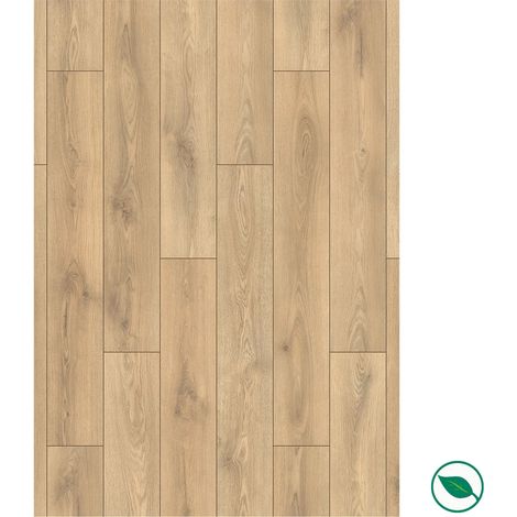 Forestea – Sol stratifié effet parquet 8 mm – 1288 x 195 mm – Classe 32/AC4 pour usage intensif – Surface antibactérienne – Boîte de 9 lames