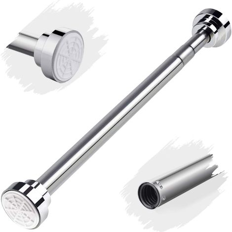 Tringle à Rideau de Douche Rétractable Tringle à Rideau Tringle à Vêtements en Acier Inoxydable (Argent, 105-170 cm)