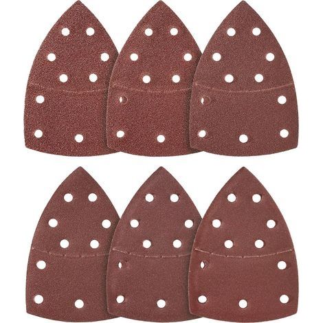 Lot de 100 triangles abrasifs - 11 trous - 105 x 152 mm - Grain 80 - Pour ponceuse multifonction - Feuilles abrasives - Tampons abrasifs triangulaires - Papier abrasif