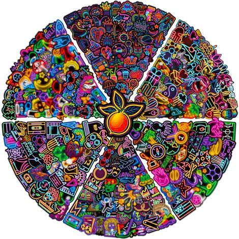 CSPARCV 300 Stück coole Neon-Aufkleber, wasserfeste Vinyl-Aufkleber, Aufkleber für Skateboard, Scrapbooking, PC, Laptop, Koffer, Handy, MacBook, Flasche, Tablet, Tagebuch, Gitarre usw. (1/4)