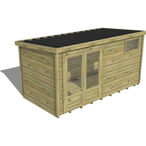 ABRI DE JARDIN bois traité 27mm, Essentiel, 4,3x2,1m, 9m2, Plancher (1/3)