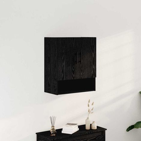 Wandmontierter Schrank Schwarz Eichen-Optik 60 x 31 x 70 cm