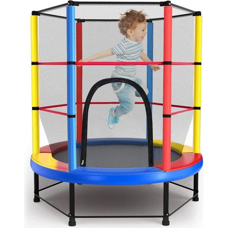 Magicfox – Trampoline pour enfants Ø140 cm – Cadre en acier antirouille – Filet de sécurité surélevé – Charge maximale 150 kg – Multicolore (1/5)