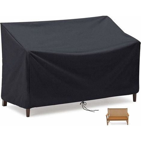 Funda para sofá de 2, 3 4 plazas, impermeable, resistente viento desgarros, tela Oxford 210D protección UV sofá patio exterior, Negra (2 plazas) (1/5)