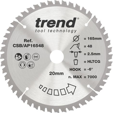 Lame scie circulaire alu/plastique 165 mm, 48 dents, 20 mm, TCT (1/5)