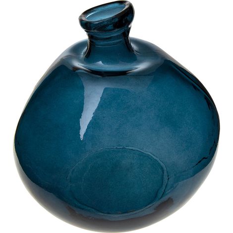 Vase Dame Jeanne - recyceltes Glas - sturmblau D 33 cm (1/2)