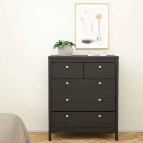 Dmora - Cassettiera Nicholas, Settimino multiuso, Comò camera da letto, Mobile con cassetti, 82x38 h99 cm, Nero (1/5)