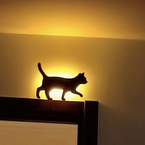 Lámpara de pared LED con silueta de gato - Luz suave - Detección de sonido - Material acrílico (1/5)