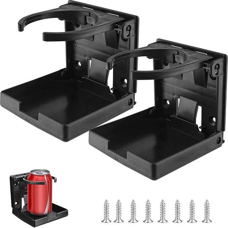 Lot de 2 Porte-Gobelets Pliables Réglables Porte Boisson Voiture Pliable avec Vis pour Voiture Camion Van (1/5)