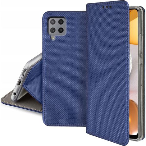 Funda para Samsung Galaxy A42 5G, funda magnética SMART BOOK, azul marino + cristal (1/5)