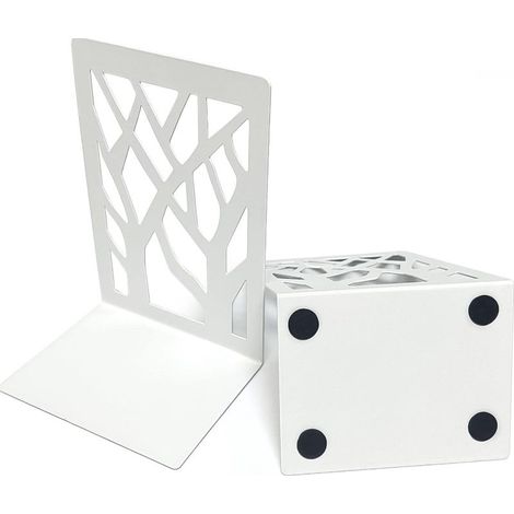12x9x16cmSerre Livre, Presse Livre en Métal, 1 Paire Cale Livre, Bloc Livre pour Étagère, Serre Livres pour Livres Lourds, Serre Livres pour Bureau/Famille, Blanc Serre Livre, bookends (1/5)