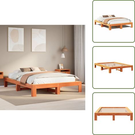 vidaXL Cadre de lit sans matelas cire marron 140x190cm bois pin massif (1/5)