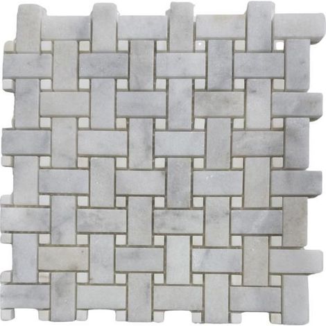 Mosaico - ALBEDO PIERRE - Tessitura Cesto - Marmo Bianco Mugla - 30,5x30,5 cm - Pietra Naturale