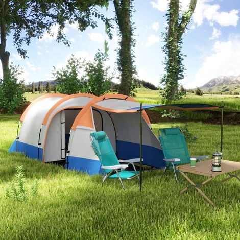 Tente camping tunnel 2-3 pers – Porche, légère, étanche 2000 mm – 3 portes, sac transport (1/5)