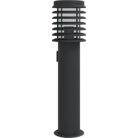 Lámpara de pie exterior con salida 60 cm acero inoxidable negro 020042530