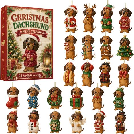 Weihnachts-Adventskalender mit Überraschungsboxen – Niedliche Hängeornamente mit Hundemotiven – Countdown-Kalender mit Überraschungsboxen (1/5)