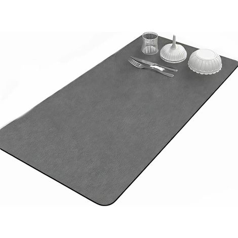 Tapis De Sechage Pour Assiettes - En Diatomite Absorbant - 80 x 50 cm - Antidérapant Avec Dos En Caoutchouc - Gris - 1 Pièce (1/5)