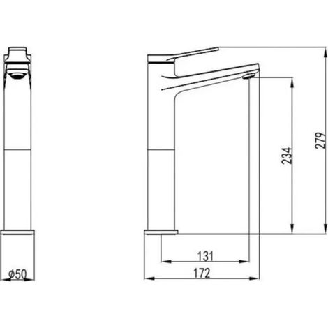 Miscelatore lavabo alto nero opaco design moderno KAM-KANDA NERO kamalu (1/2)