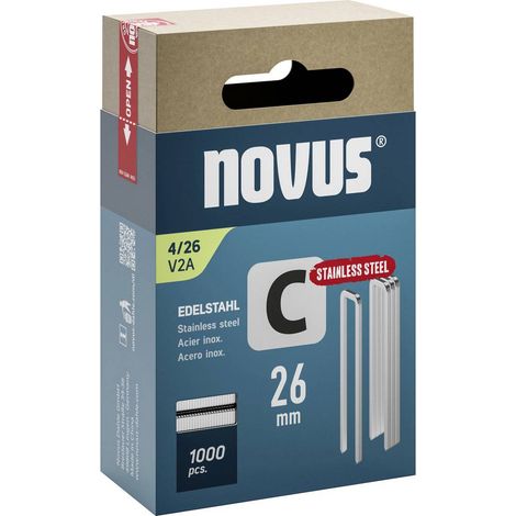 Novus Tools 042-0805 Graffette a dorso stretto tipo 4 1000 pz. Dimensioni (L x L) 26 mm x 6.1 mm