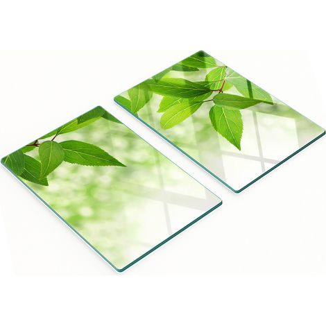 Taglieri da cucina decorativi in vetro con foglie verdi, 2x40x52 cm (1/5)