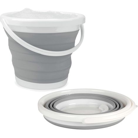 Seau pliable 10 L, usage intérieur et extérieur, petit seau pour le nettoyage ménager, gris (1/5)