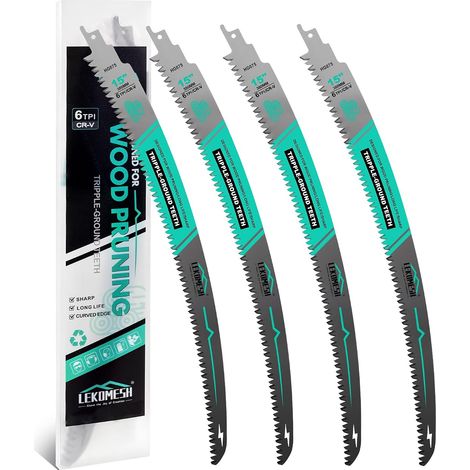 4 x Reciprocating Saw Blades with Japanese Teeth 380mm Arched Edge for Wood 380mm 6 TPI for Tree Trimming Wood Cutting (1/5)