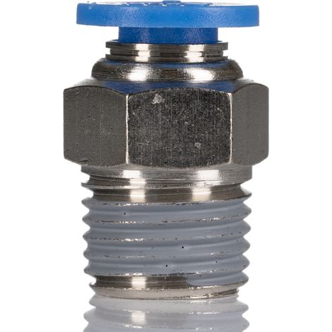Adaptateur droit fileté hydraulique RS PRO vers Enfichable 6 mm R 1/4 ( Prix pour Paquet de 10 )