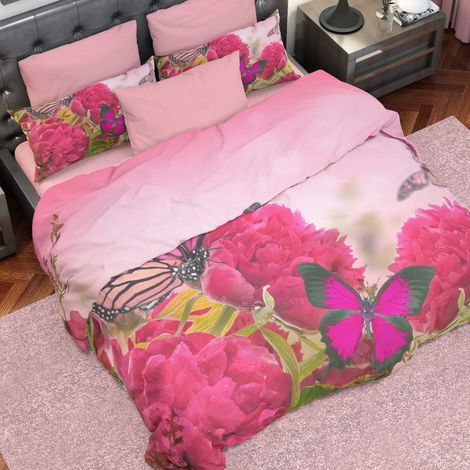 Housse de Couette, Lit (120x200), Papillon, Tissu 100% Satin Frais, 100% Made in Italy (1/5)