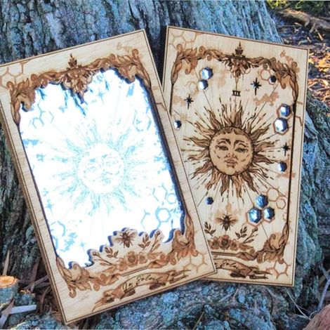 Tarot-Spiegel Sun XIX aus Holz, Wohndekoration. Tarot-Spiegel Sun XIX, Wohnaccessoire. (1/5)