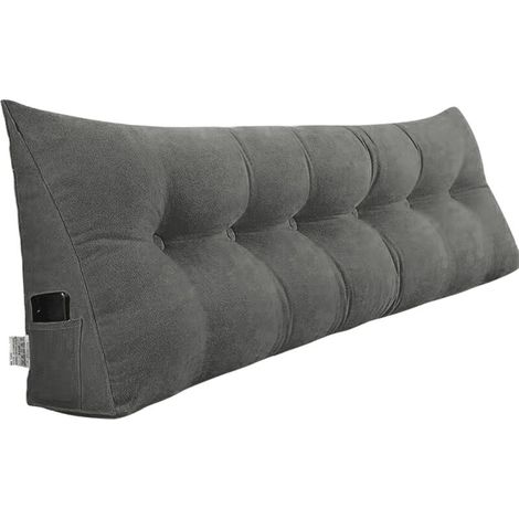 ® Triangulaire Coussin à Coins, Gros Coussin Canapé,Oreiller Cervical Dossier de Soutien Lombaire, 180x50x20cm, Polyester, Gris foncé (1/5)