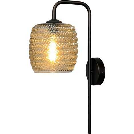Applique noire Quinto avec verre strié - 3262-05-05-1 (1/3)
