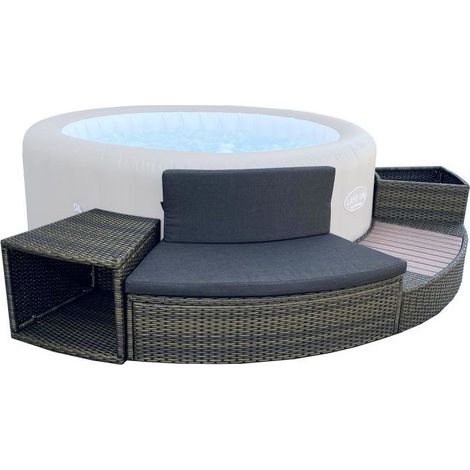 Bestway – Entourage rotin pour spa 180 cm – 4 pièces avec rangement – Accès simplifié – Couleur gris anthracite (1/5)