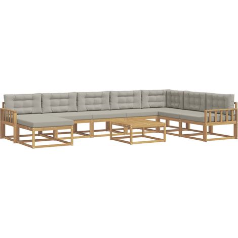 Outdoor Sofa Set 9 pcs White and Light Grey vidaXL (1/5)