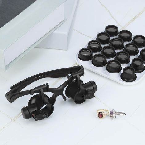 Lunettes Loupe LED – 3 Verres (1.5x, 2.5x, 3.5x) – Réparation, Lecture, Bijouterie – Piles Incluses