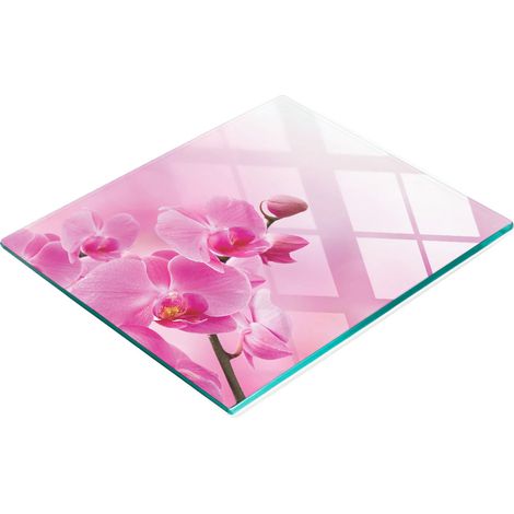 Dekoratives Schneidebrett aus gehärtetem Glas, rosa Orchidee, 60 x 52 cm (1/5)