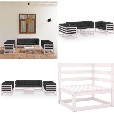 8-tlg. Garten-Lounge-Set mit Kissen Kiefer Massivholz - Garten Lounge Set - Kiefernholzmöbel - Outdoor Möbel - Gartenmöbel - Loungemöbel - Home & Living (1/5)