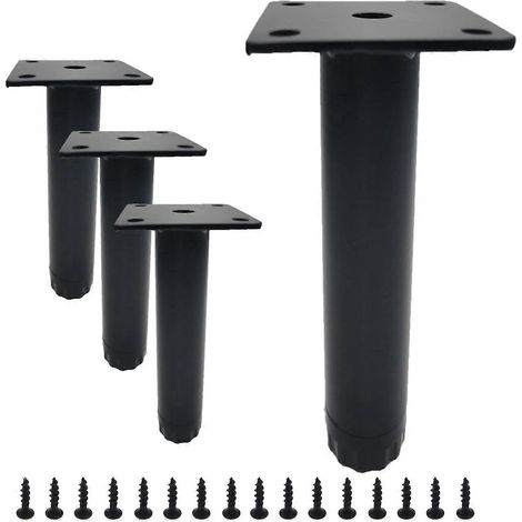 Verstellbare Möbelfüße, 15 cm (4 Zoll), moderne Metall-Möbelfüße, Ersatzbeine für Sofa, Couch, Stuhl, Hocker, Schrank und Tisch, 6er-Set, Schwarz