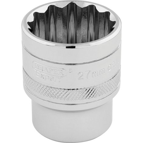 Draper 27mm 12-Point 1/2-Inch Drive Metric Socket in Polished Chrome, Model 33442 (1/5)