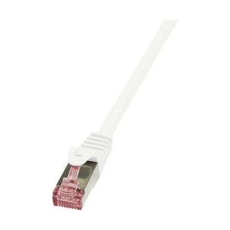 LogiLink  CQ2021S RJ45 Cavo di rete, cavo patch CAT 6 S/FTP 0.50 m Bianco Ritardante di fiamma, con protezione 1 pz.