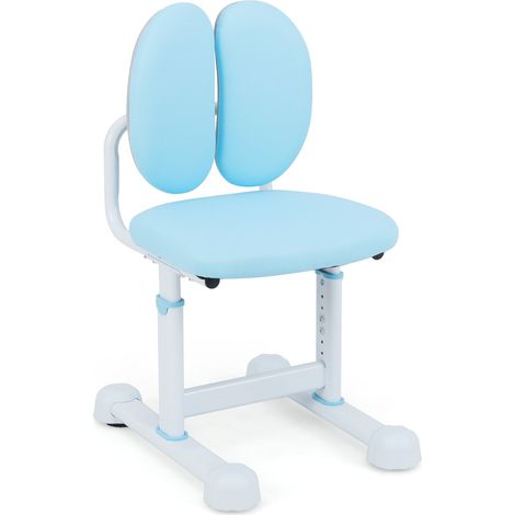 Chaise de Bureau pour Enfant 3 Ans+ avec Double Soutien Lombaire et Hauteur Réglable, Chaise Rembourrée pour Maison, École, Bleu