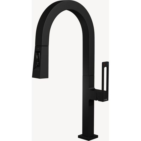 Grifo de fregadero alto moderno con ducha extraíble - Negro (1/5)