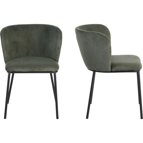 Lot de 2 chaises en velours côtelé vert kaki - Toma (1/5)