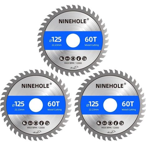 Sägeblatt 125mm Winkelschleifer Holz Laminat 125x22.23mm 60T 3PCS (1/5)