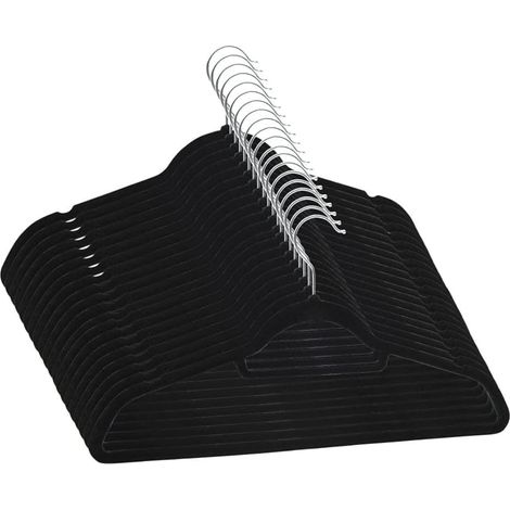 Cintres Antidérapants - Velours Noir - 360° Crochet Pivotant - Pour Chemises Robes Vêtements Délicats - 20 Pièces (1/5)