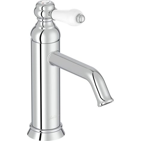 Miscelatore per lavabo, design retrò, maniglia in ceramica, risparmio idrico, facile installazione, finitura cromata, 17x23,2x5,5 cm (1/3)